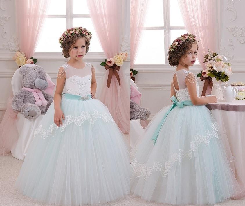 light green flower girl dresses