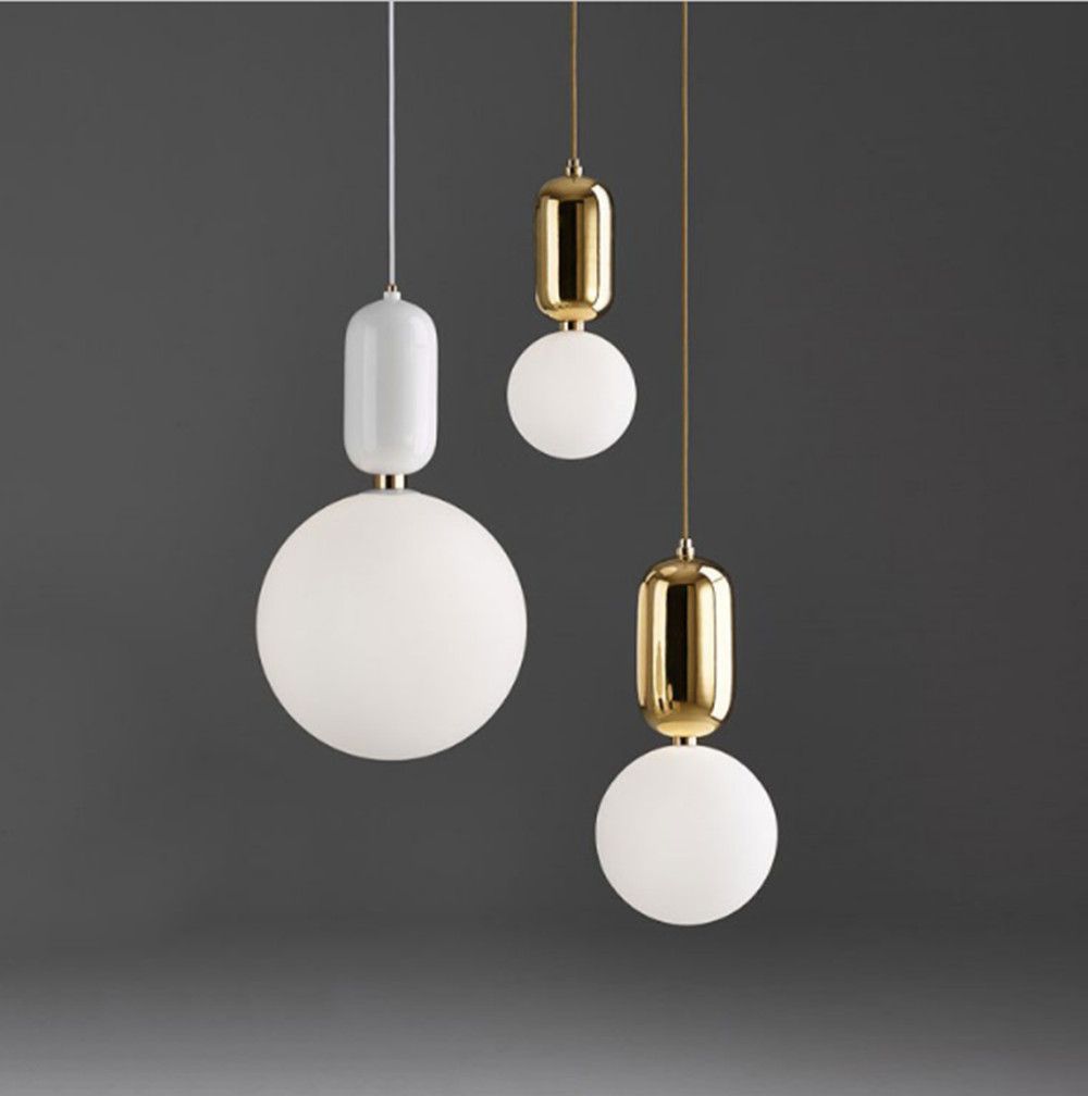 Modern White Glass Ball Pendant Lamp G9 LED Chandelier Home Living Room