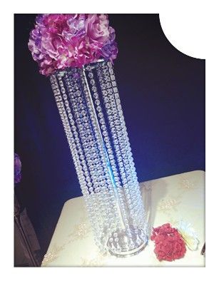 New Crystal Design Clear Hanging Acrylic Crystal Bead Flower Vase