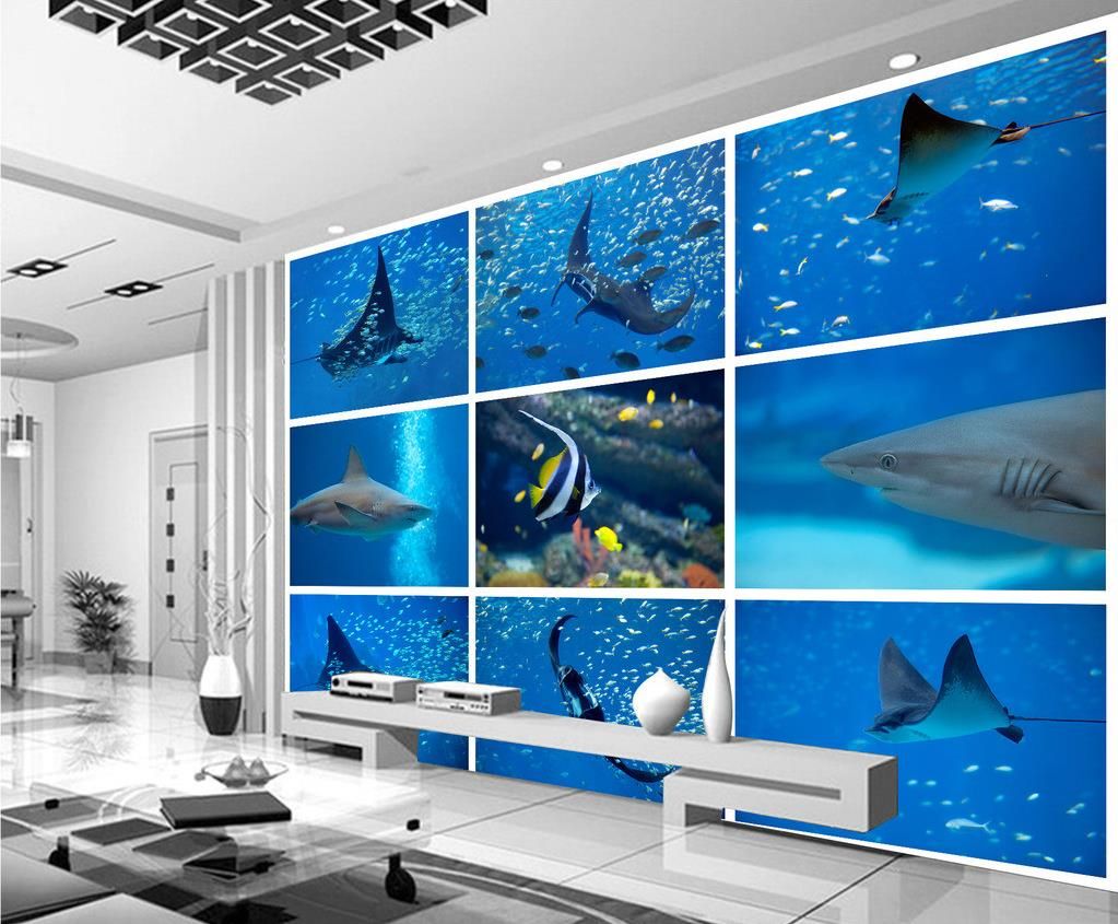 3d Underwater World Shark Tropical Fish Tv Wall Mural 3d Wallpaper 3d Underwater World Shark Tropical Fish Tv Wall Mural 3d Wallpaper