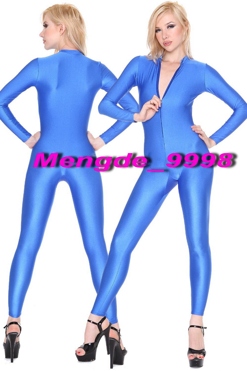 blue spandex jumpsuit