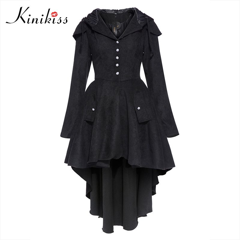womens black trench coat with hood