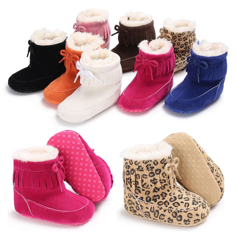 Newborn Baby Shoes Boy Girl Winter Boots Warm Shoes Casual Leopard First Walkers
