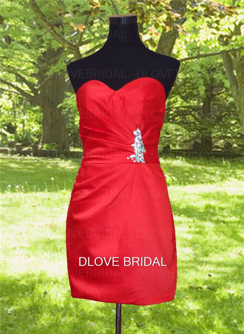 red satin bridesmaid dresses