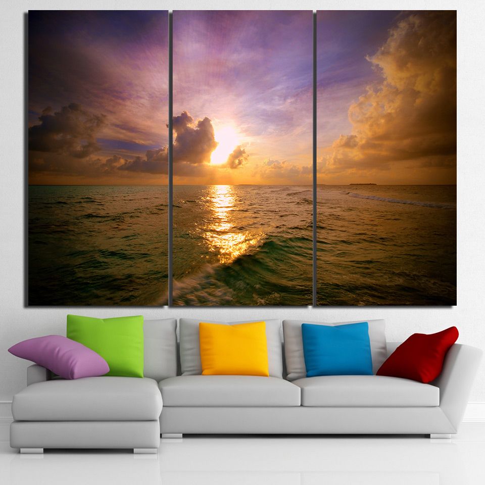 2019 Framed Hd Printed Sunset Clouds Sights Wall Art Canvas