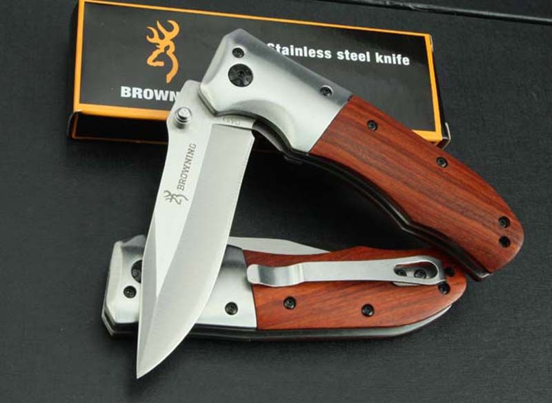 Browning DA51 Folding Knife Wood Handle 3Cr13Mov Outdoor Camping