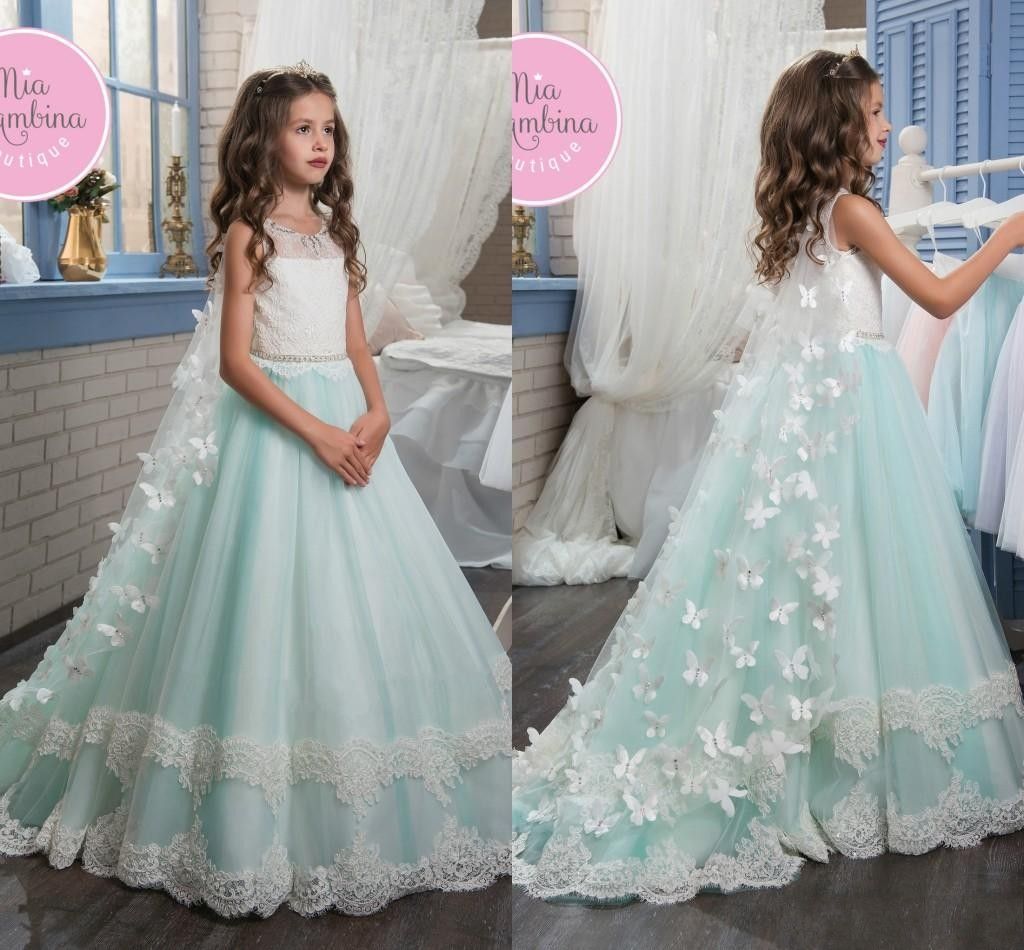 Flower Girl Dresses Butterfly Applique Applique Pageant Dresses For Girls