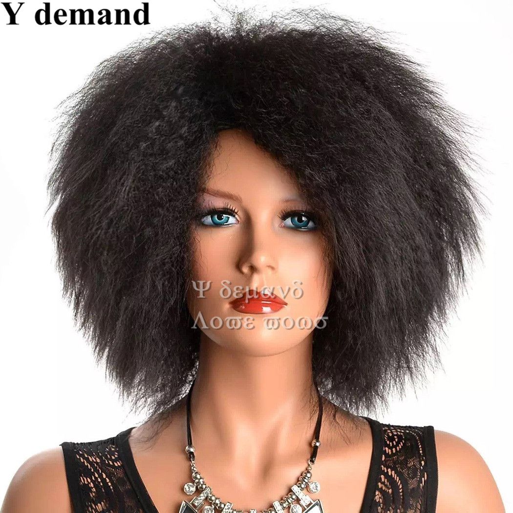 Men Women Newest Afro Black Hair Afro Short Straight Wig Fashion