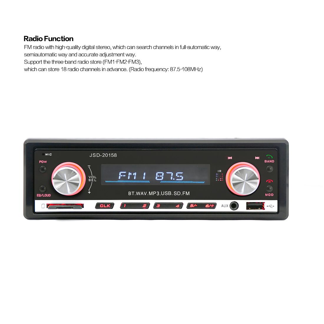 Jsd 20158 12v Car Radio Mp3 Player In Dash Fm Receiver Bluetooth