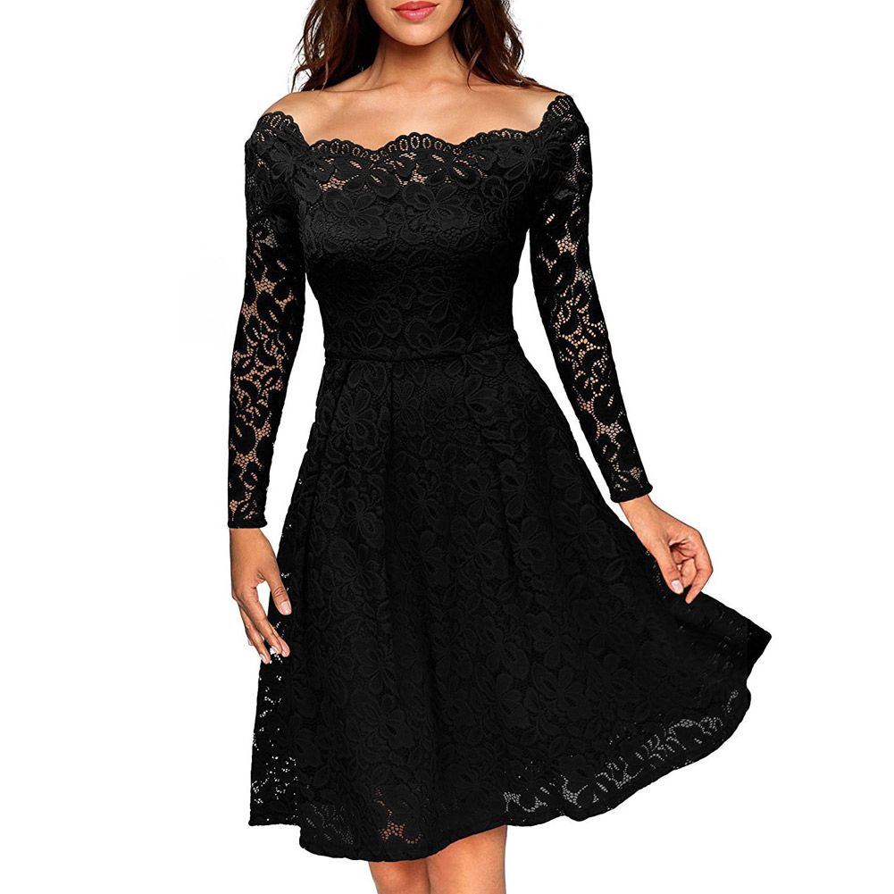 scalloped neckline cocktail dress