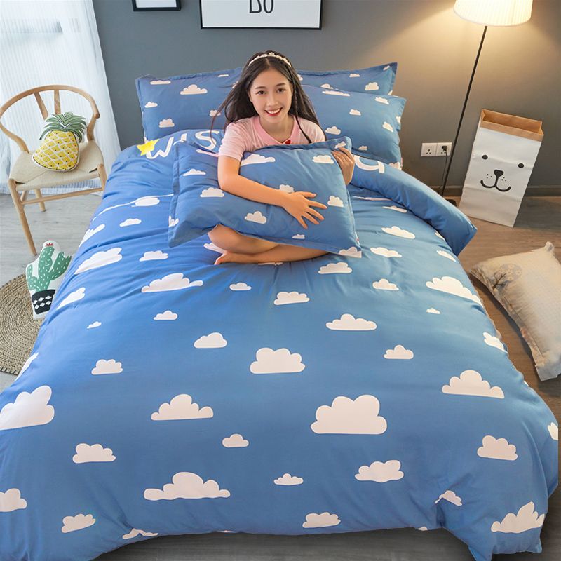 Hot Soft White Clouds Blue Sky Printing Bedding Sets Fabric