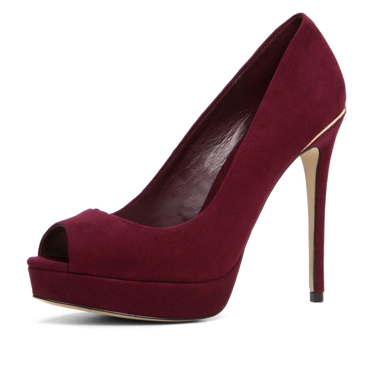 dark red platform heels