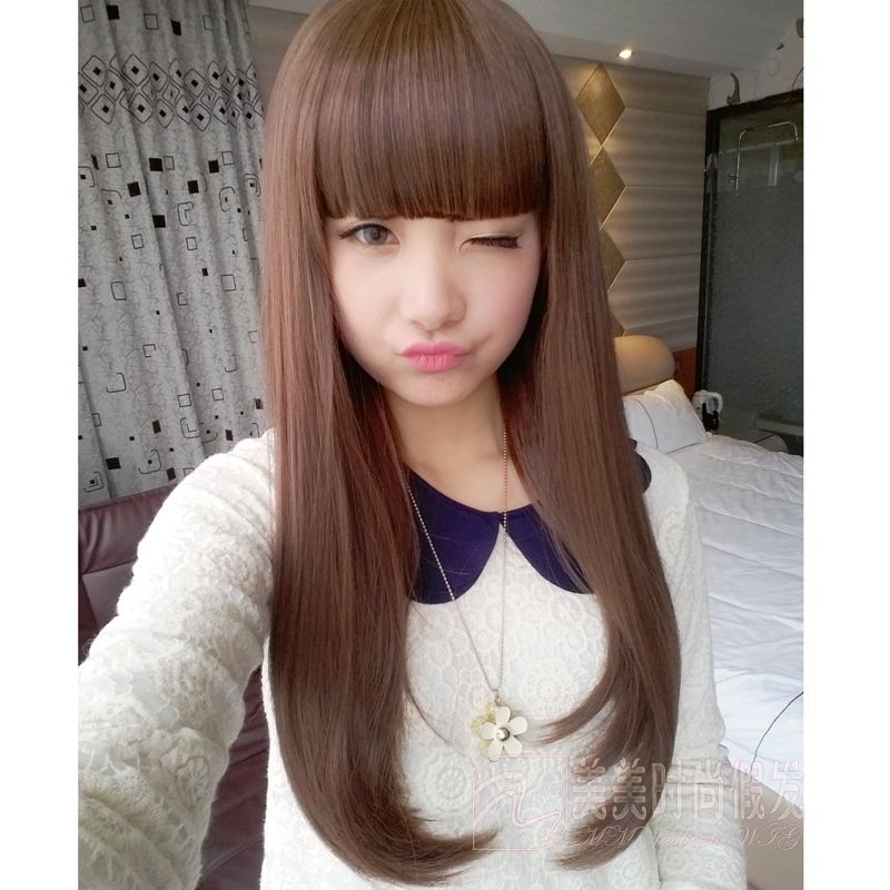 2020 Wig Female Long Straight Fake Hair Glueless Full Lace Human