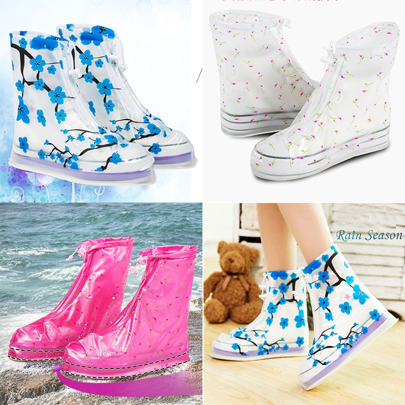Women's Reusable Waterproof Rain Shoes Cover Anti-Slip Covers PVC Overshoes lot