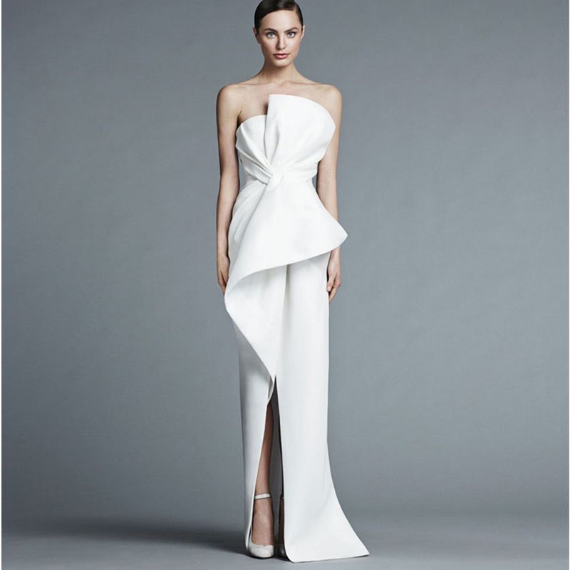 white floor length gown