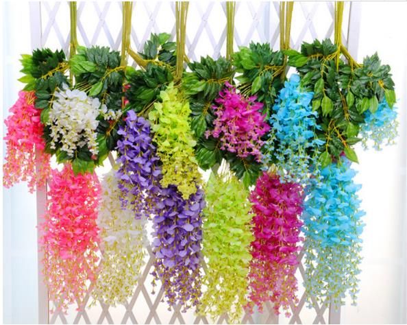 Acheter Simulation Glycine Fleur Faux Ecran Decoration De Jardin Soie Fleur Violet Plante Plafond Vignoble Decoratif Rotin Fleur Steak De 0 96 Du