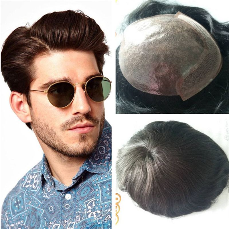 2019 Best Quality 6inch Short Human Hair Toupees Pu Base