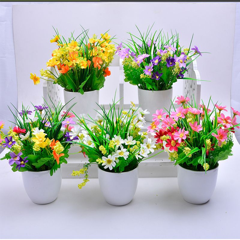 Un Conjunto de Flores y Macetas de Jardinería Pequeñas Mini Colorido Vivero Jardinera Macetas