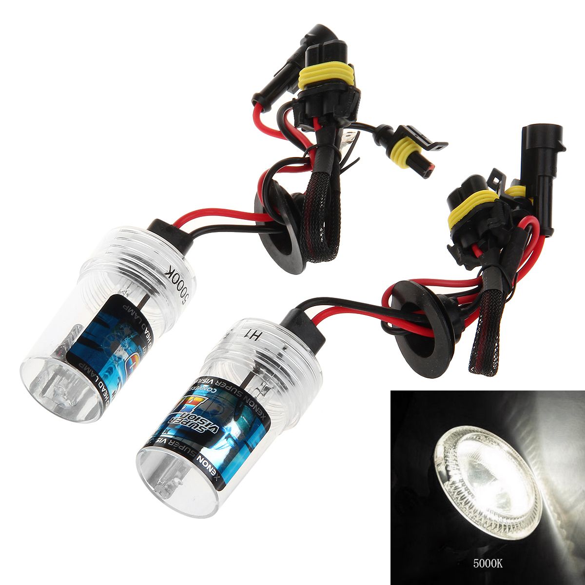 H1 5000k 35W HID Xenon Replacement 2 Bulb for Headlight Head lamps Light White