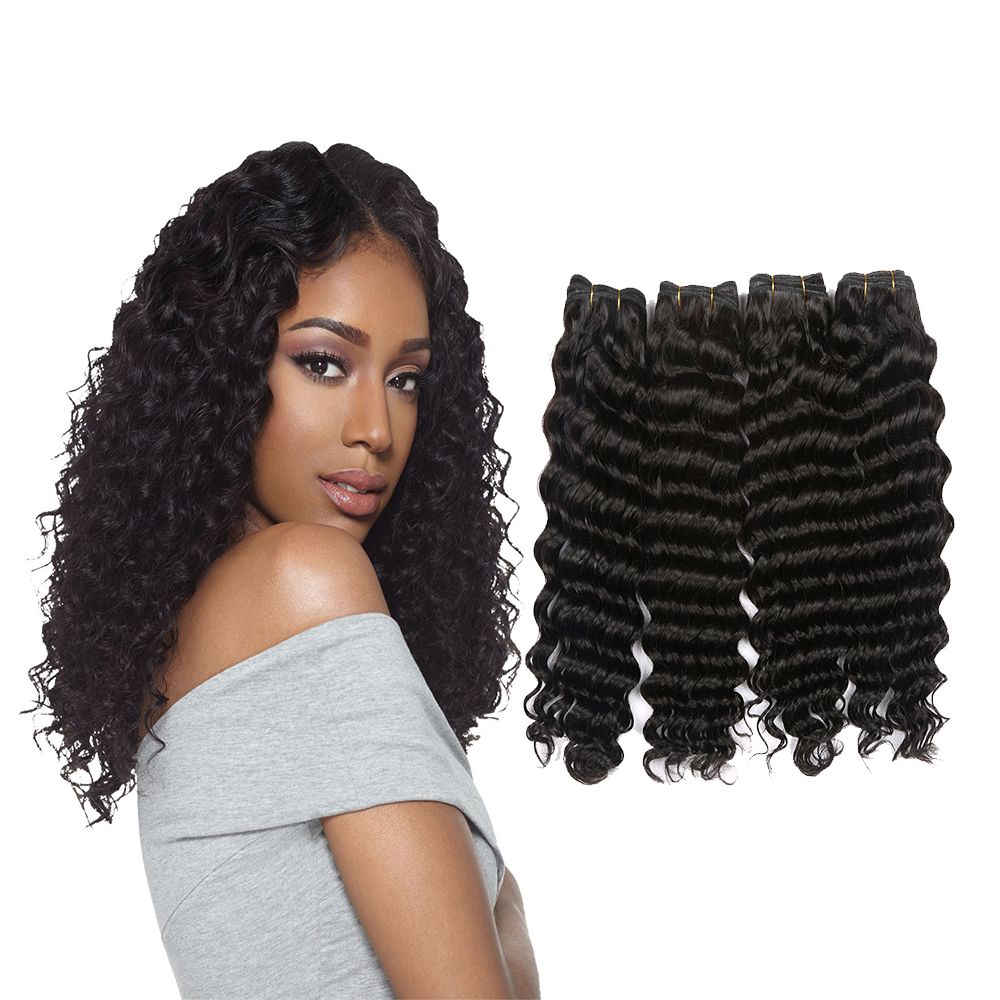 Natural Black Color Indian Deep Wave Hair 100 Raw Indian Virgin