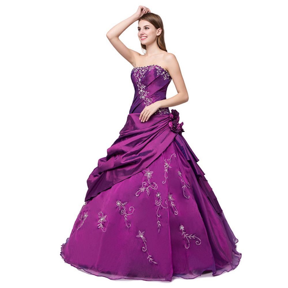 burgundy purple prom dress