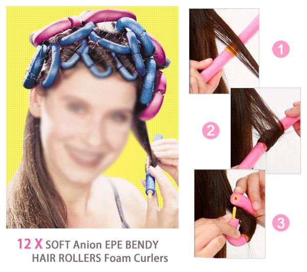 Foam Curlers Cling Magic Safe Large Bendy Twist Hair Rollers Uk