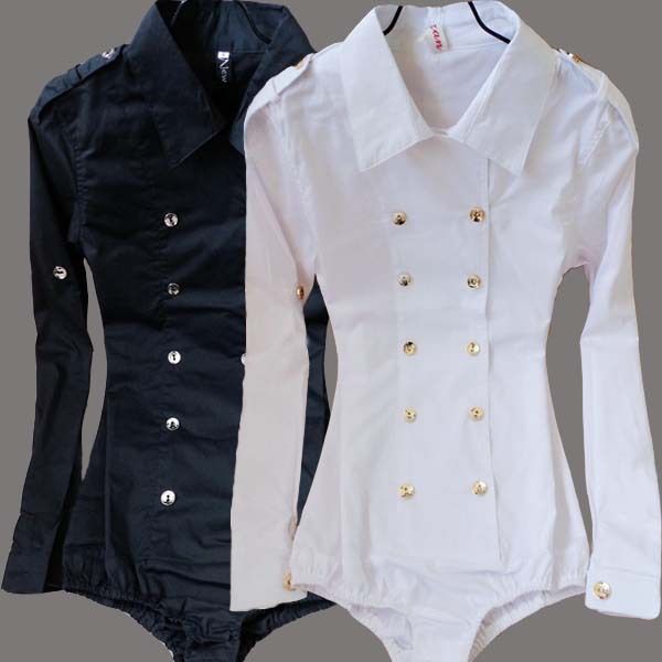 Compra es Mujeres Doble Botonadura Puño Acentuado Blusa De Las Señoras  Carrera Delgada Botón De Manga Larga Abajo Camisas Blancas Tops De Tela  Barato | Entrega Rápida Y Calidad | Es.Dhgate