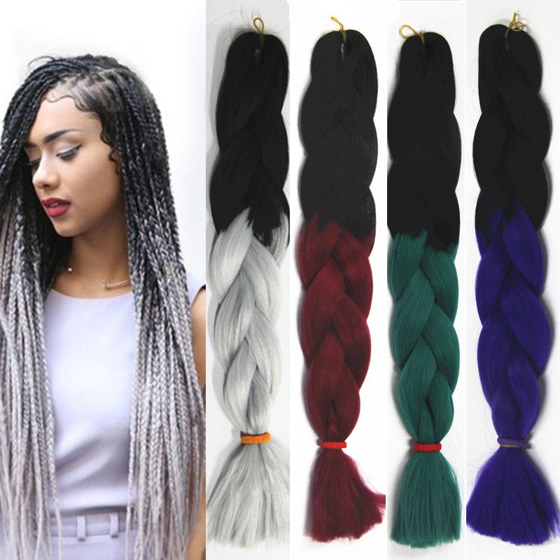 Women Xpression Braiding Hair Two Tone Crochet Synthetic Bulk