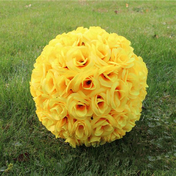 2019 Silk Flowers Rose Balls 30Cm 12 Inch Ball Wedding Silk Pomander Kissing Ball Decorative Flower Artificial Flowers For Wedding Decoration From