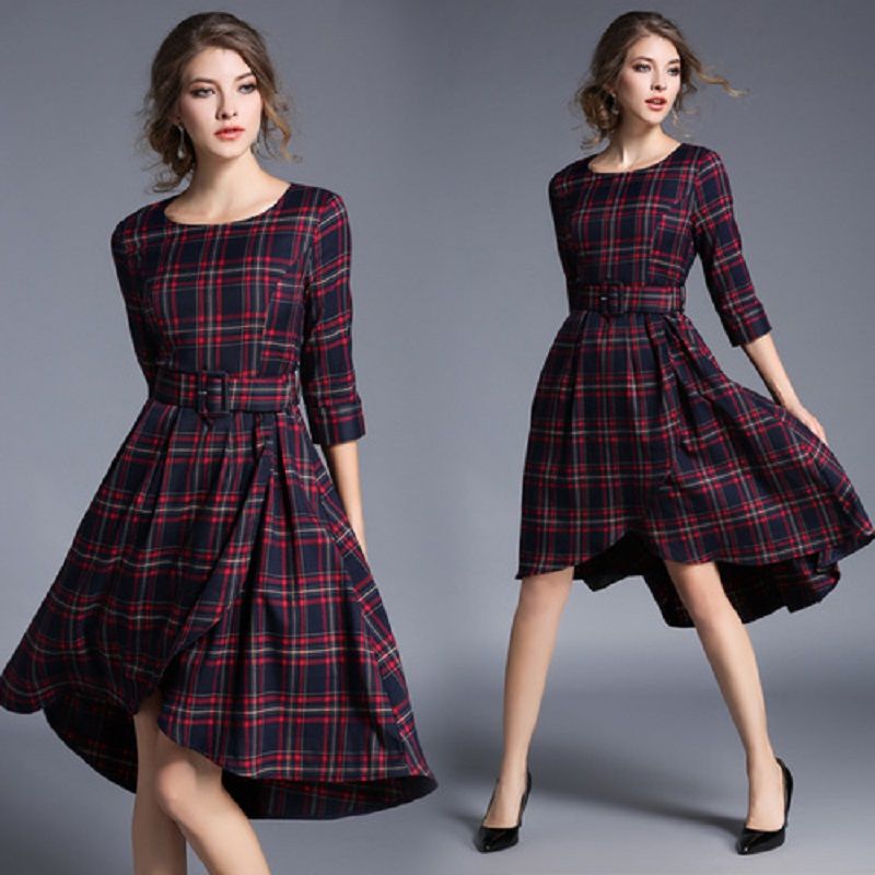 plaid formal dress
