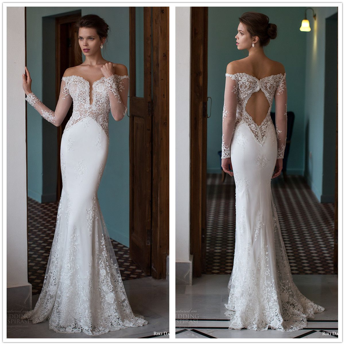 illusion lace mermaid wedding dress