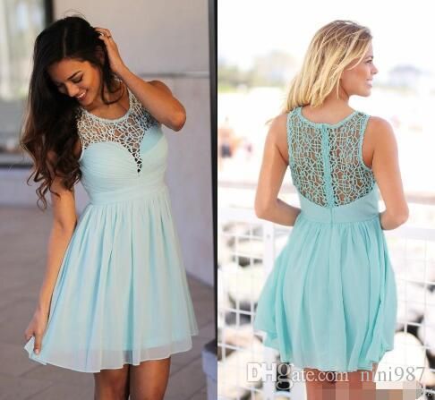 Mint Green Tea Length Bridesmaid 