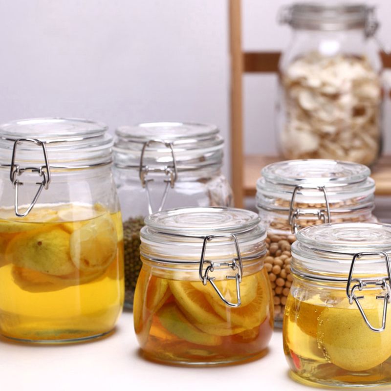 2020 Square Transparent Glass Jars Seal Jars Grains Storage