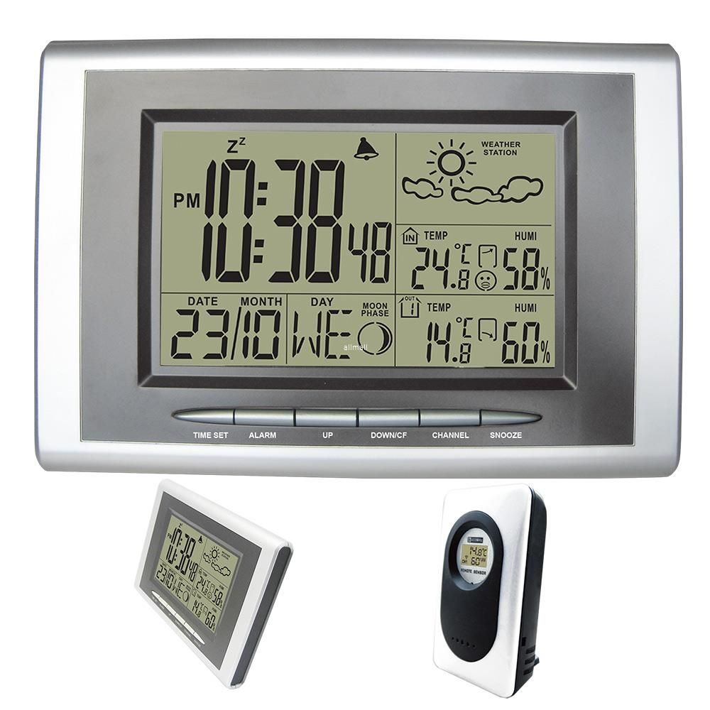 2020 Digital Alarm Clock Radio Controlled Sensor RCC DCF Wireless Weather Station With Indoor