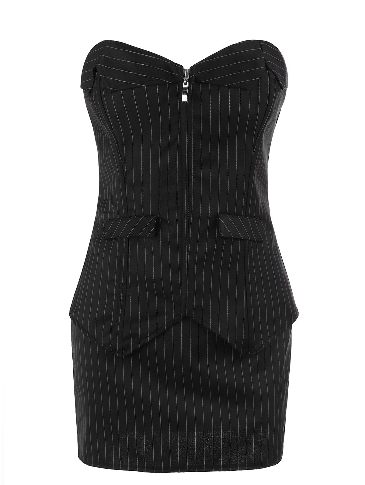 black pinstripe dress