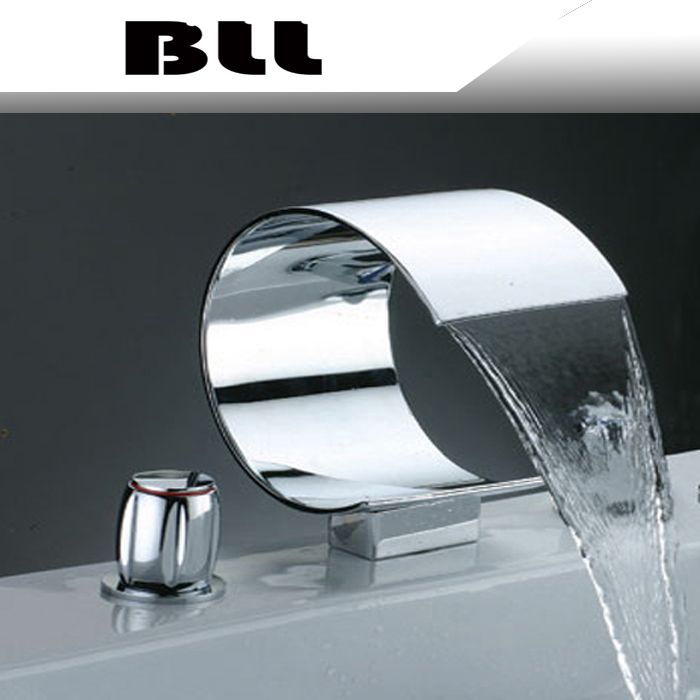 2020 02736b Bathroom Waterfall Sink Brass Faucet Luxury Bathtub