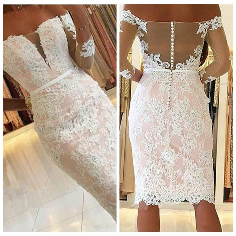 2017 Chic Elegant Off Shoulders Sheath Cocktail Dresses Cheap Long Sleeves Party Wear Homecoming Knee Length Prom Gown Plus Size Womens Cocktail Dress Best Cocktail Dress From Xixibridal 116 69 Dhgate Com