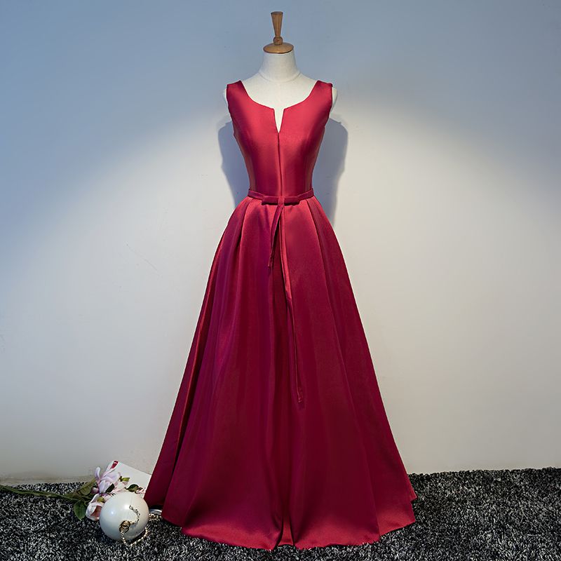 Compra Elegantes Vestidos De Noche De Raso Rojo Oscuro, Rojo Vestido Largo  De Graduación Fotos Reales LP DQL Studio Con Cordones / Cremallera Volver  Royal Blue Vestidos Festa Wear Barato | Entrega