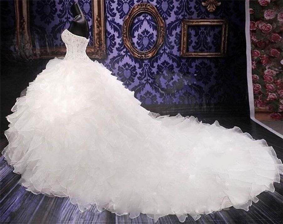 big puffy wedding dresses with long trains