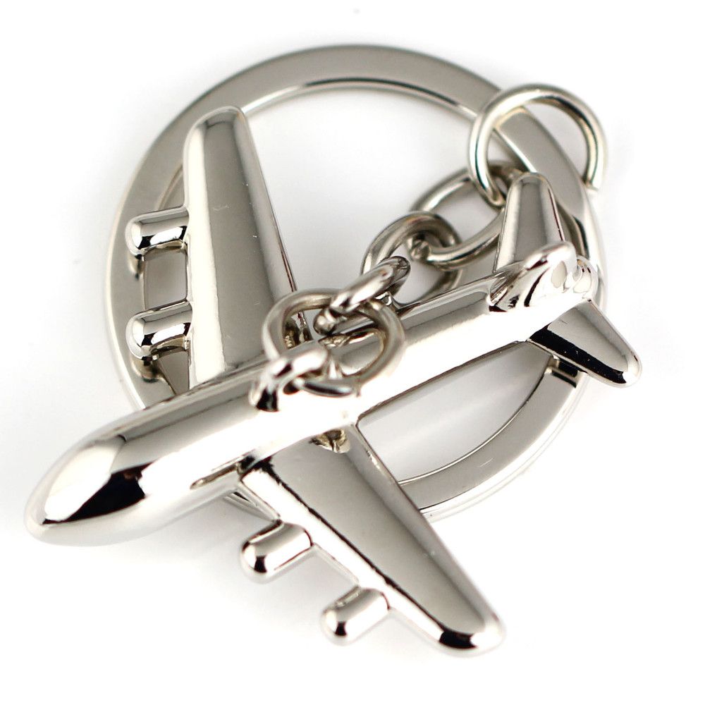 Civil Airline Plane Keychain Fashion Polished Silver Aircraft Airplane