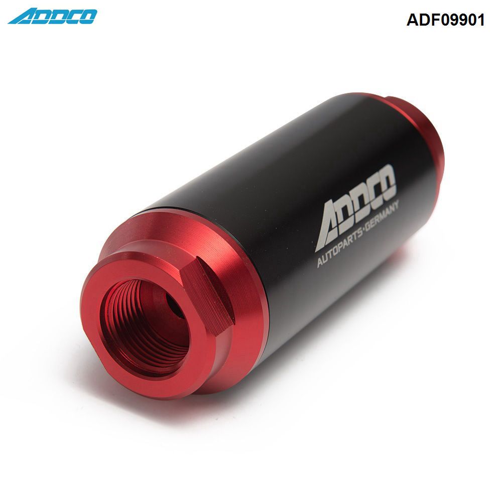 KIMISS Car High Flow Fuel Inline Filter with Fitting Adapters Black+Purple