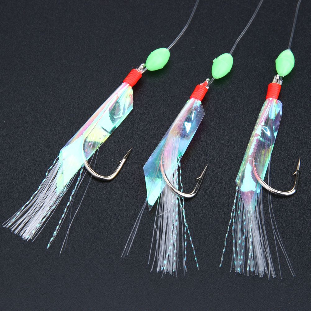 Details about &nbsp;Sabiki Fishing Lure Rigs Bait Jigs Lure Soft Lure String Crystal Barbed Hook