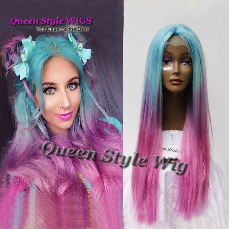 Pastel Rainbow Color Wigs Synthetic Long Straight None Lace Wig Lace Front Wig Colorful Hair Cosplay Party Pelucas Wigs For Black Women Curly Lace Wigs Wig Cap From Tthouse2 23 12 Dhgate Com