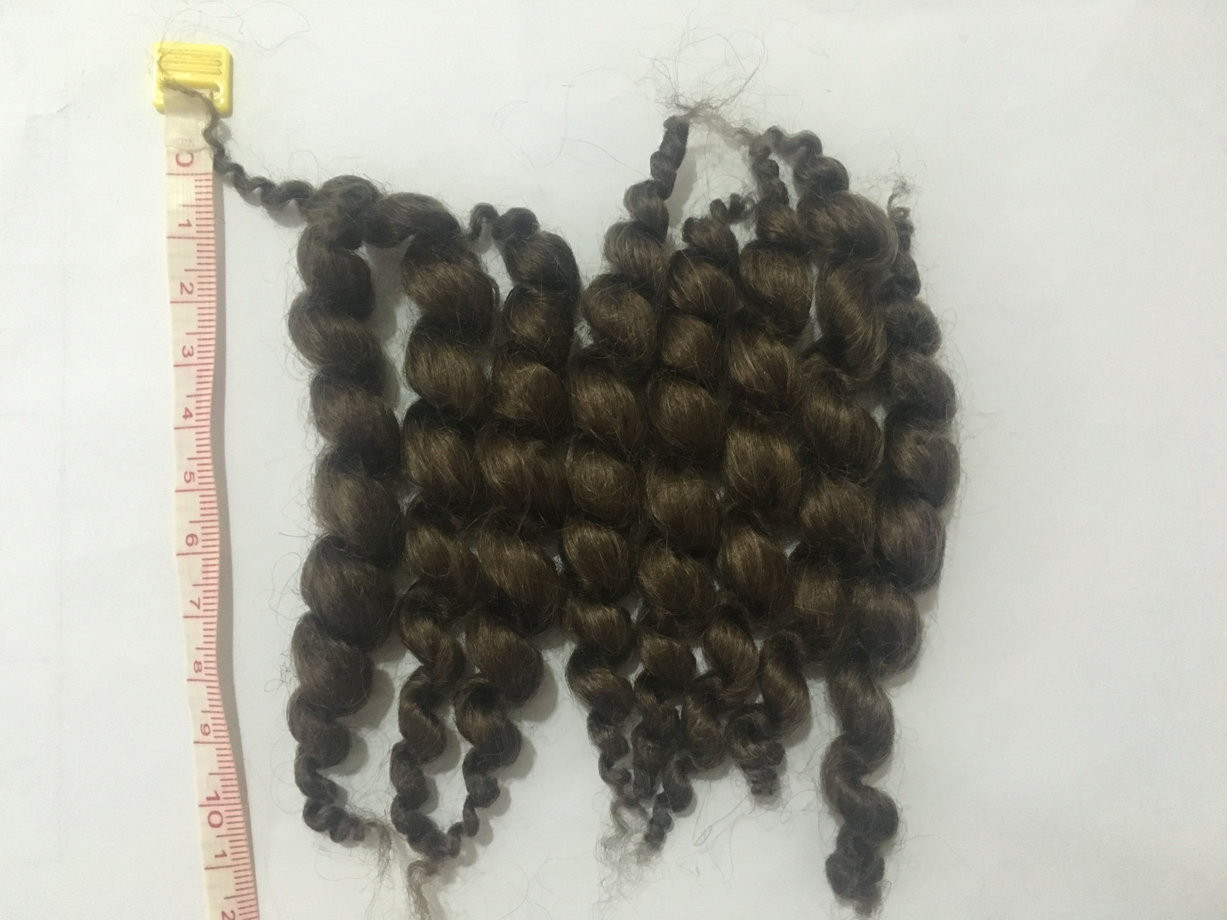 8 PCS Brown Reborn Baby Dolls Hair Premium Curly Mohair Supplies Newborn Wigs
