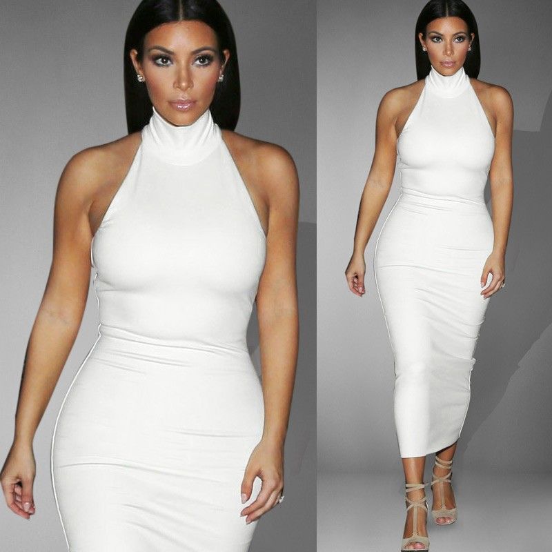Canoa Explícito la licenciatura Kim Kardashian diseñador blanco lápiz vestidos 2017 moda verano estilo  trabajo oficina damas elegante sin mangas