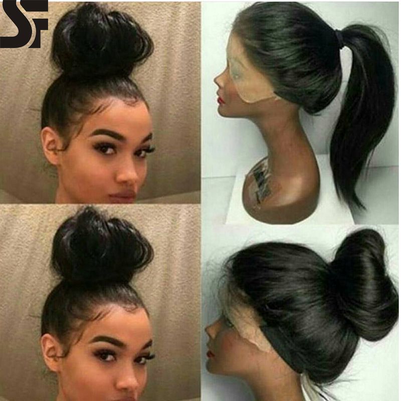 High Ponytail Pre Plucked Full Lace Human Hair Wigs With Baby Hair