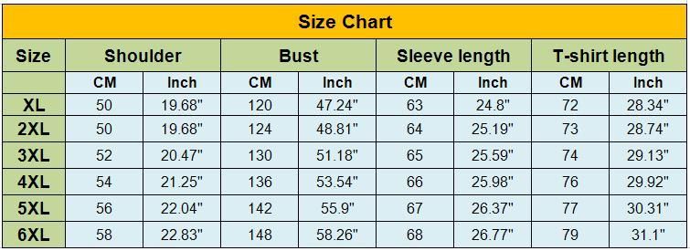 Big Mens Clothing Size Chart