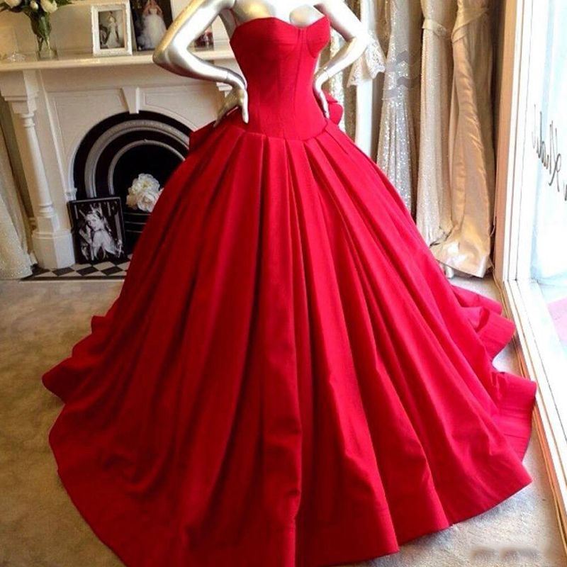 simple red ball gown