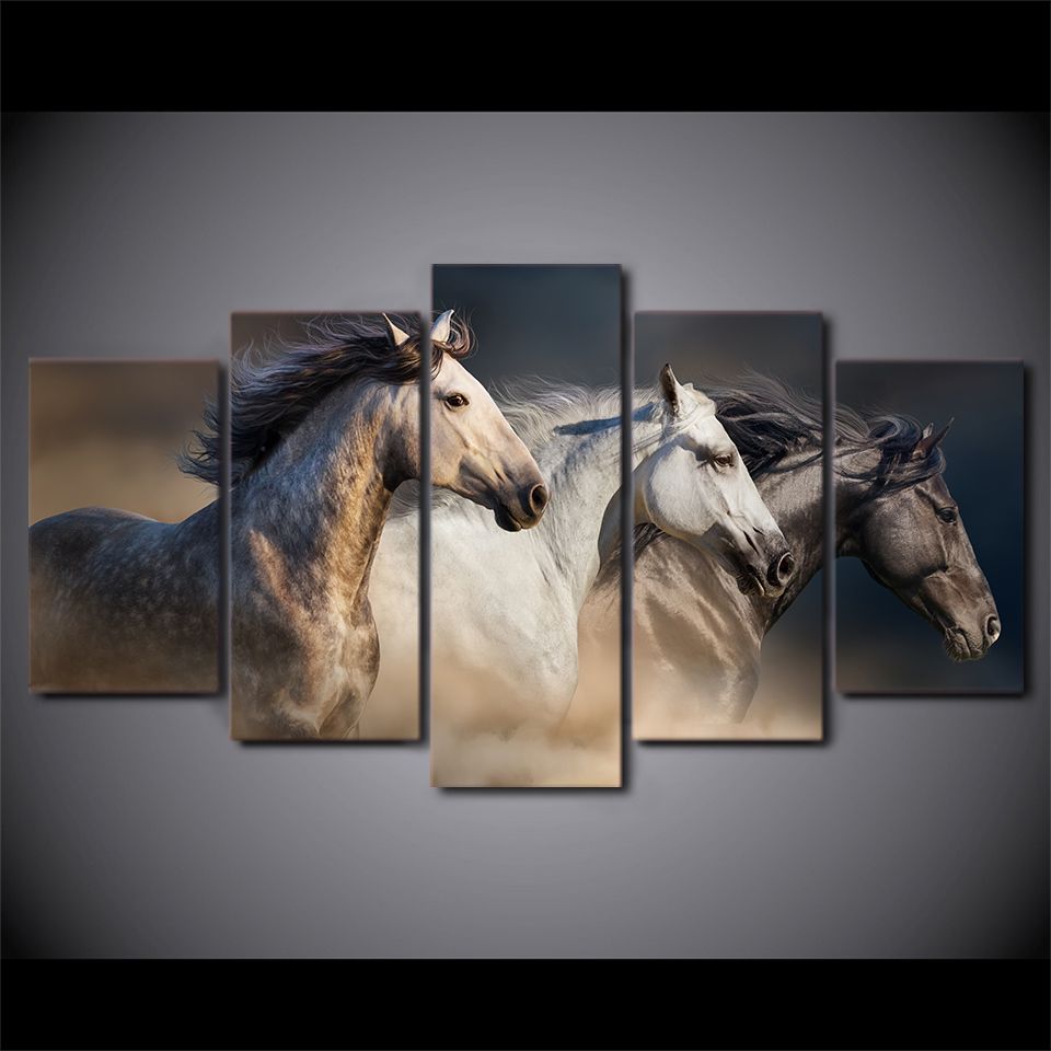 Wall Art Canvas Picture Print Running Horses