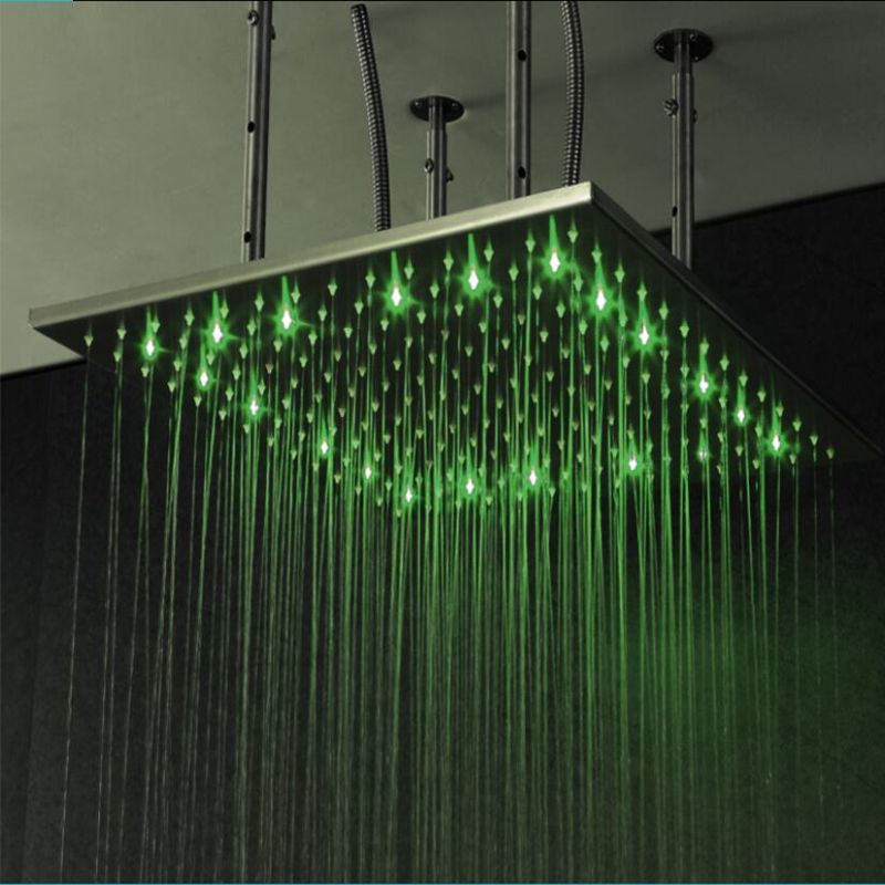 2019 Novelty Design Bathroom Shower Ceiling Mounted Led Light Up Shower Head Rainfall Bathroom Fittings 500 500 Square Large Size High Flow 20l From